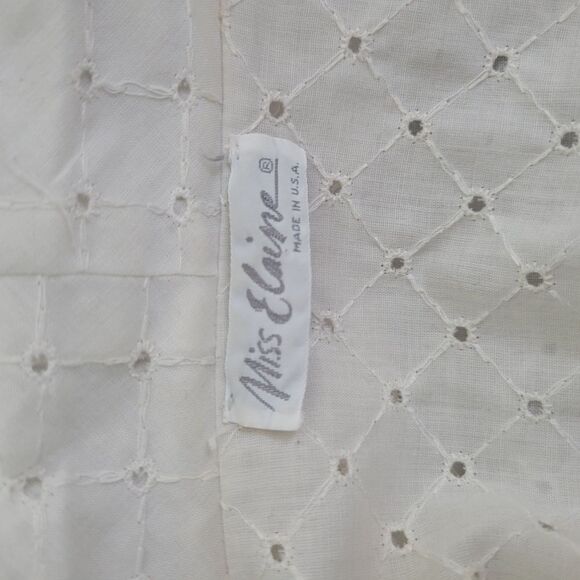 Miss Elaine Full Length White Eyelet Lace Robe Intimates Size L - Picture 8 of 9